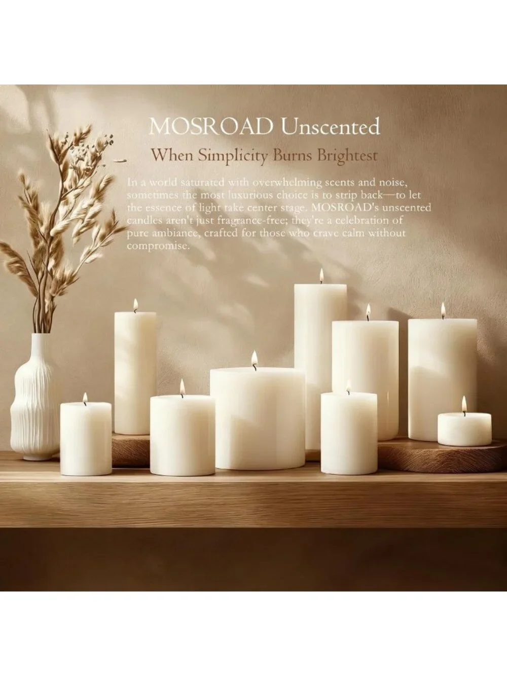 Set of 6 White Pillar Candles, 2.8x8 Inch Unscented, Perfect for Home Decor